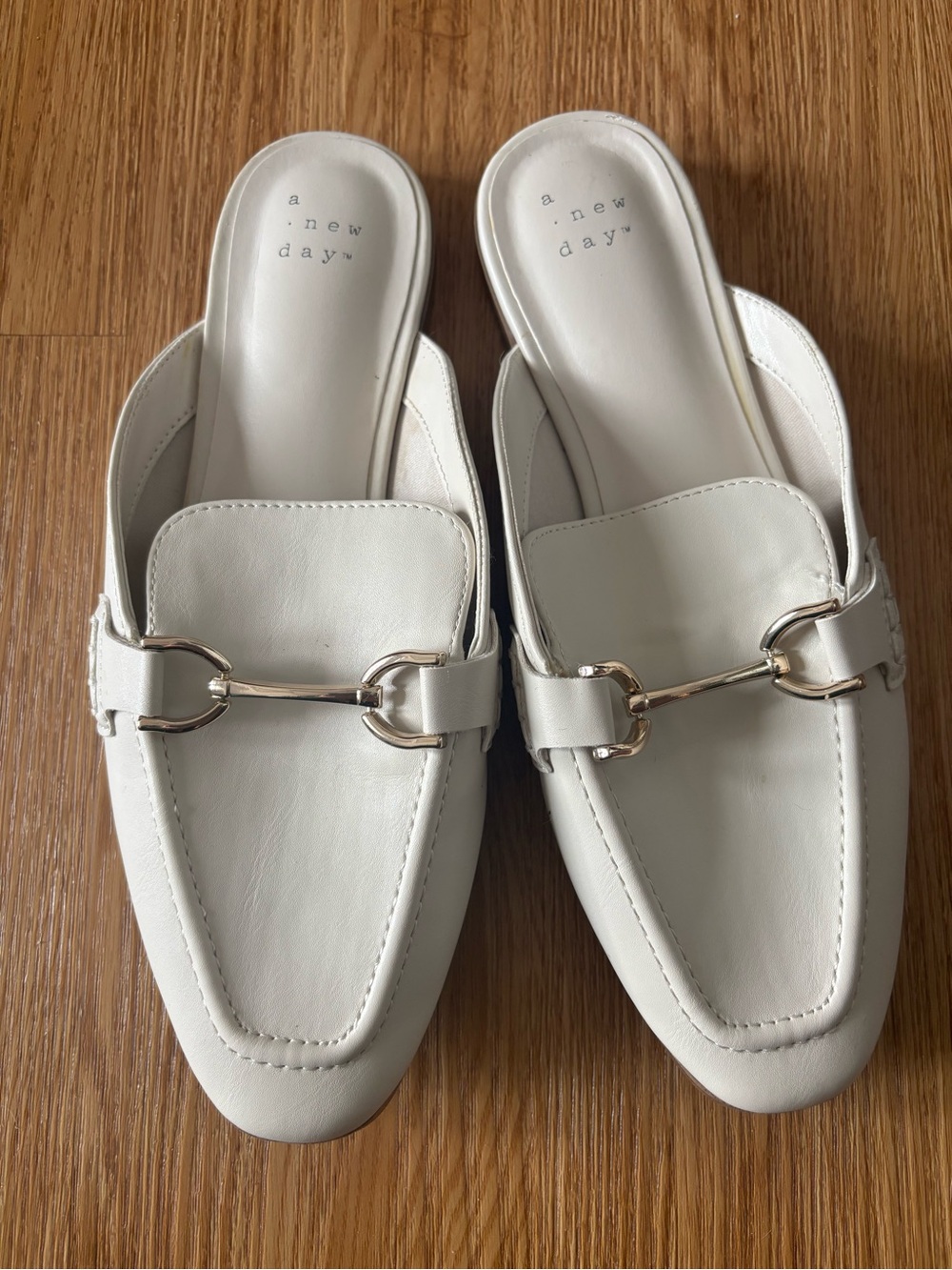 a new day White Slip-On Horsebit Mule Clogs